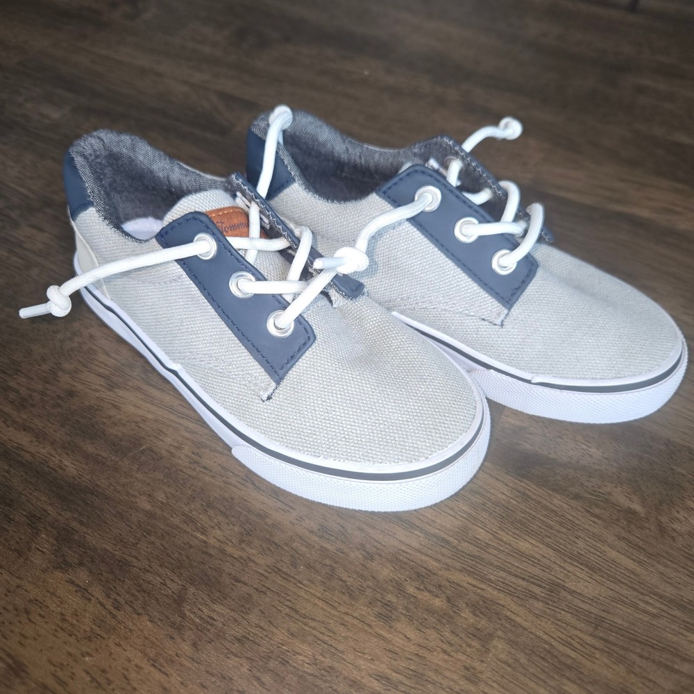 Tommy Bahama Kids Grey Navy Canvas Slip On Sneakers Toddler Size 10